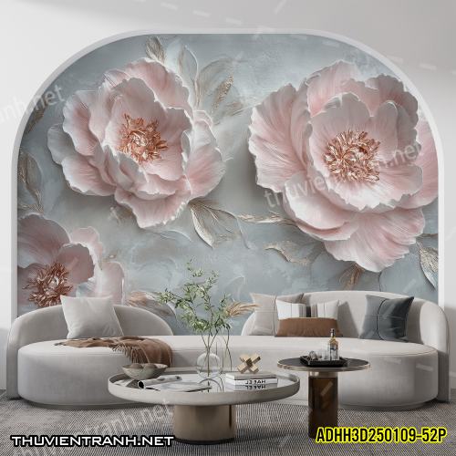 Tranh dán tường Hoa 3D- ADHH3D250109--52P - Tranh tường chất lượng cao